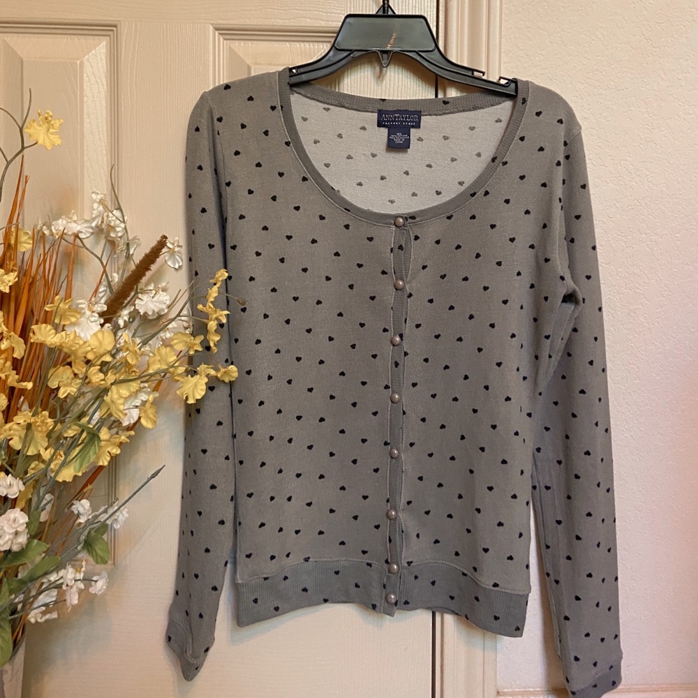 Ann Taylor Gray Heart Sweater